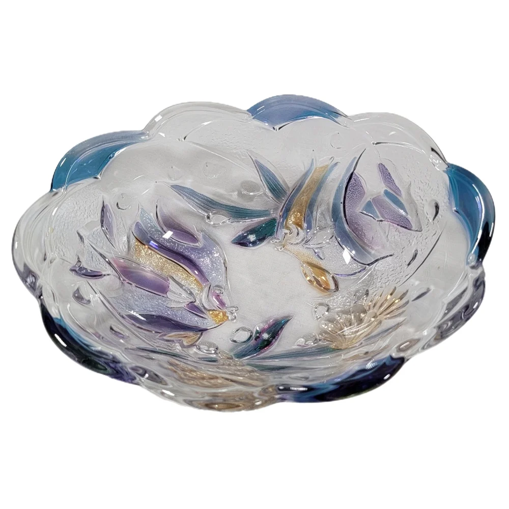 Mikasa Savoir Vivre Key Largo Tropical Fish Stained Glass Oval Bowl Dish trinket